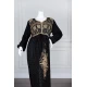 Long black women's *jalabiya* (oversized fit), featuring gold embroidery and patterns