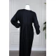 Long black women's *jalabiya* (oversized fit), featuring gold embroidery and patterns
