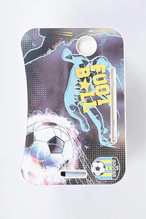طاولة دراسة أرضية قابلة للطي بتصميم كرة قدم مزودة بحامل أكواب ومجرى للأجهزة اللوحية و مقبض