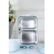 لانش بوكس للأطفال من دورين منفصلين بألوان متعددة ستانلس ستيل مقسم غطاء شفاف برسومات كرتونية بأقفال جانية محكمة ومقبض علوي