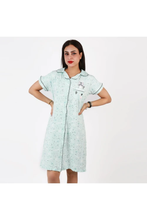 قميص قصير بازرار إغلاق وجيب أمامي