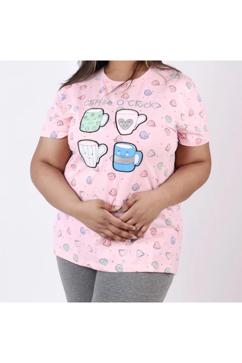 بيجاما بنطلون مع تيشيرت بأكمام قصيرة