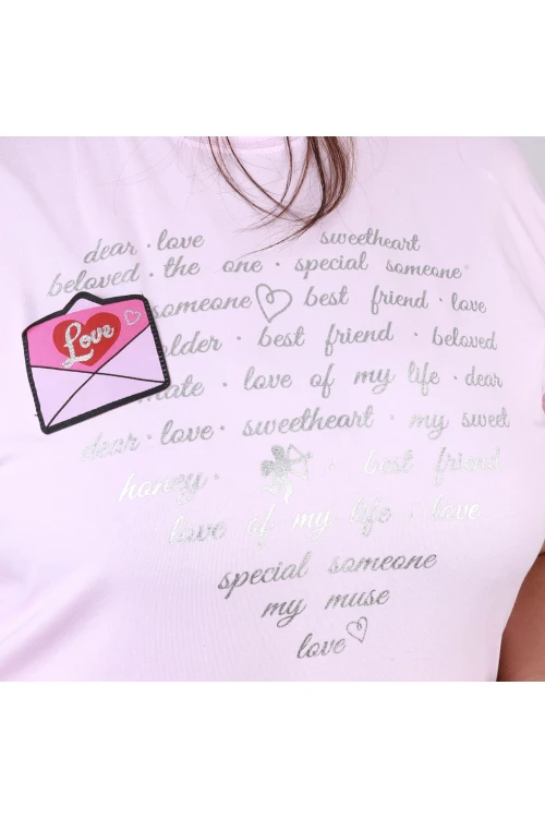 بيجاما بنطلون طويل مع تيشيرت بطبعات كتابة