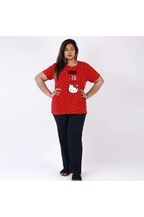 بيجاما منقطة بطبعات هالو كاتي