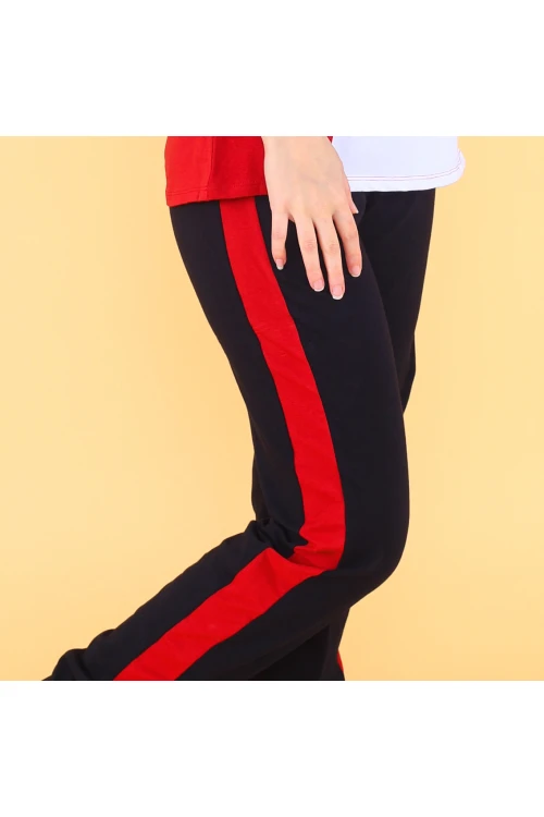 طقم بنطلون بخط عريض مع تيشيرت بأكمام قصيره