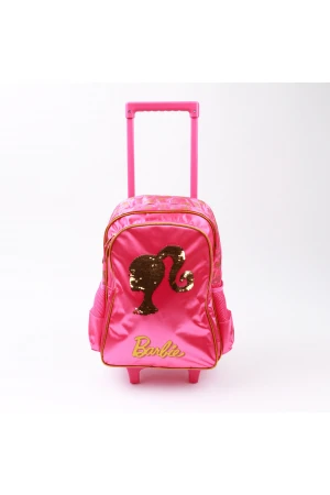 حقيبة ظهر بعجلات وطبعات باربي(وسط)