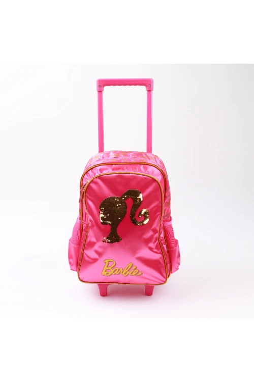 حقيبة ظهر بعجلات وطبعات باربي(وسط)