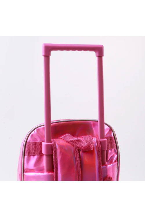 حقيبة ظهر بعجلات بتفاصيل لامعه وطبعات باربي(حجم كبير)