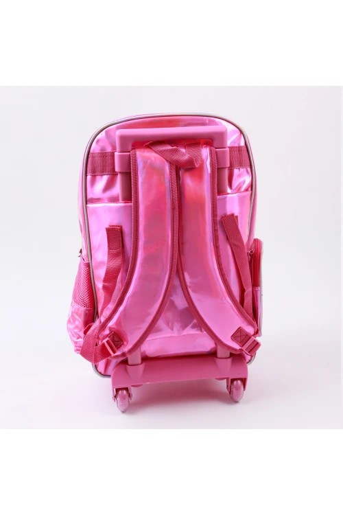 حقيبة ظهر بعجلات بتفاصيل لامعه وطبعات باربي(حجم كبير)