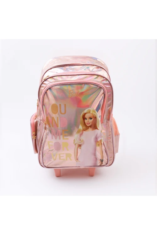 شنطة مدرسة بعجلات بطبعات باربي(حجم كبير)