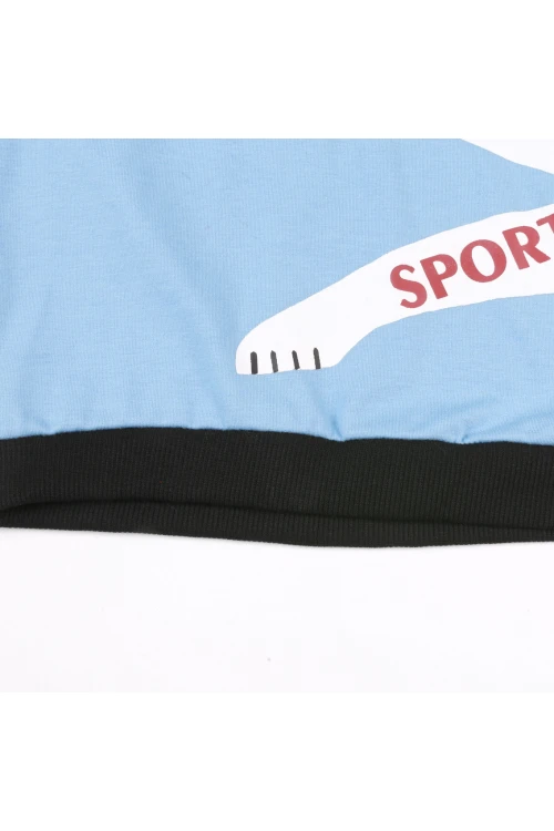 طقم تيشيرت مزين بطبعات مع بنطلون بحزام ربط