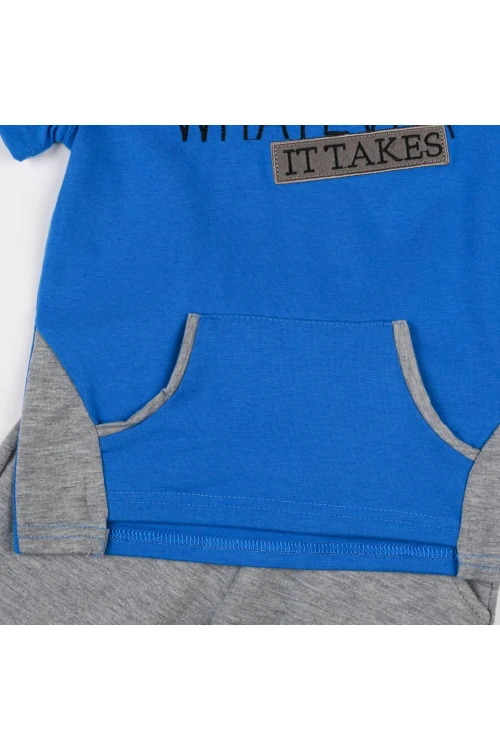 طقم بنطلون رياضي مع تيشيرت بطبعات كتابة