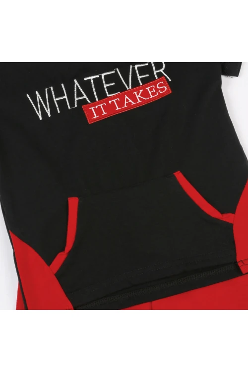 طقم بنطلون رياضي مع تيشيرت بطبعات كتابة