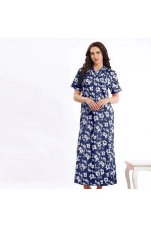 قميص طويل مزخرف بطبعات زهور 