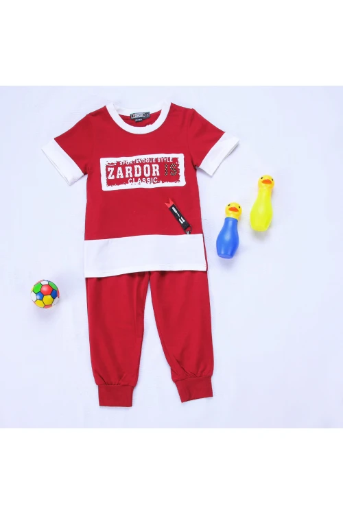 طقم بنطلون بأطراف مطاطية مع تيشيرت