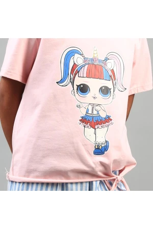 بنطلون مخطط مع تيشيرت بطباعه 