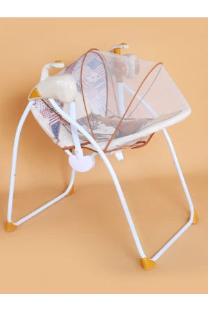 كرسي هزاز مرتفع مع ناموسية وحامل العاب