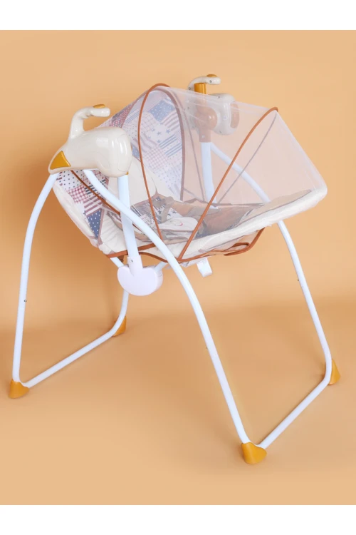 كرسي هزاز مرتفع مع ناموسية وحامل العاب