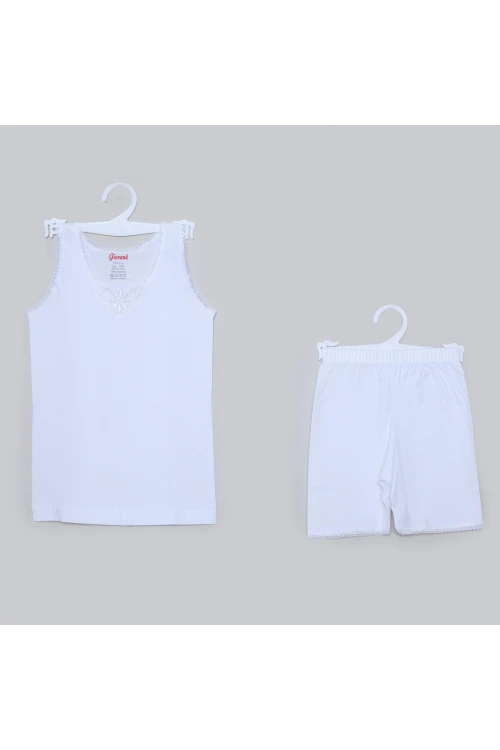 طقم داخلي من شورت بخصر مطاطي وفيست بتفاصيل دانتيل