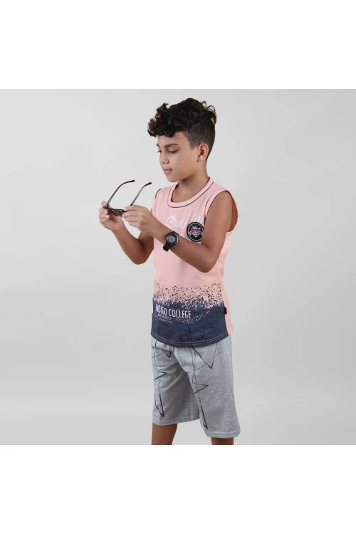 طقم  شورت مزخرف مع تيشيرت دون أكمام