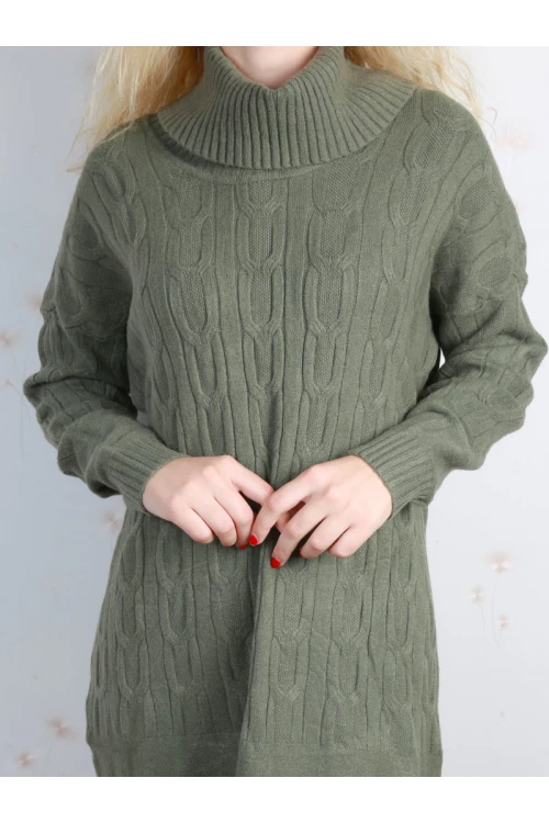 فستان قصير بارز الملمس بأكمام طويلة