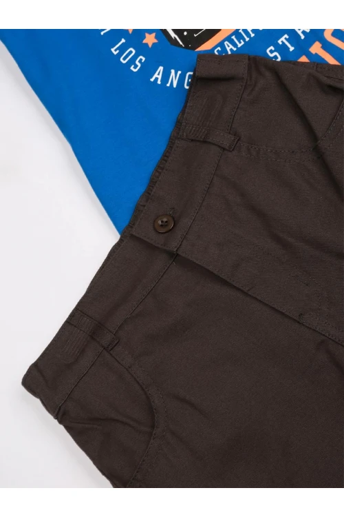 طقم ولادي شورت سادة مع تيشيرت بطبعات