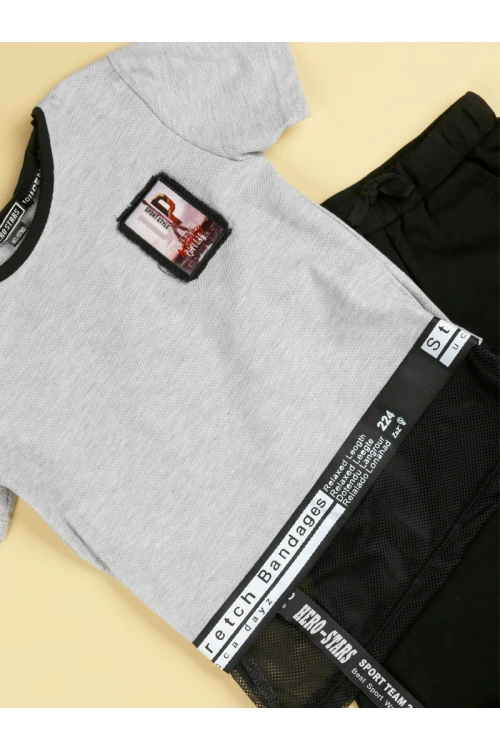 طقم بنطلون بخصر مطاطي مع بلوزة بأكمام قصيرة