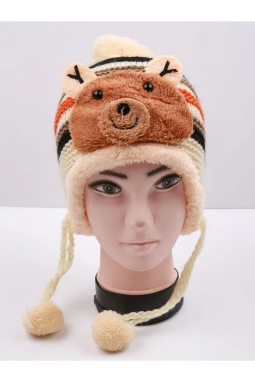 قبعة شتوية مبطنة بالفرو مع ربطة