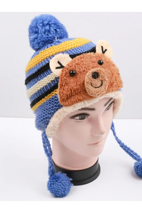 قبعة شتوية مبطنة بالفرو مع ربطة