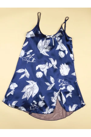 قميص ساتان قصير مزين بطبعات زهور