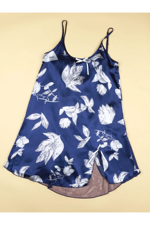 قميص ساتان قصير مزين بطبعات زهور