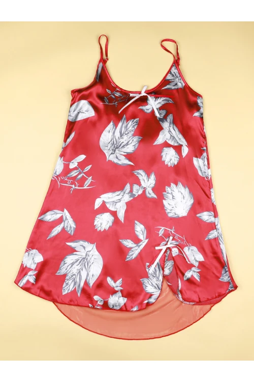 قميص ساتان قصير مزين بطبعات زهور