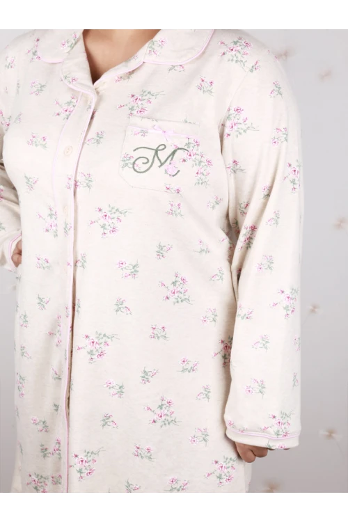 قميص مزين بطبعات زهور و أزرار إغلاق
