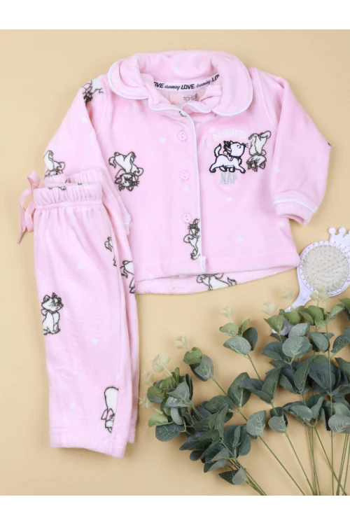 طقم بيجاما شتوية مع تيشيرت بأزرار اغلاق