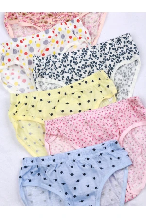 طقم سروايل داخلية بخصر مطاطي و طبعات - 6 قطع