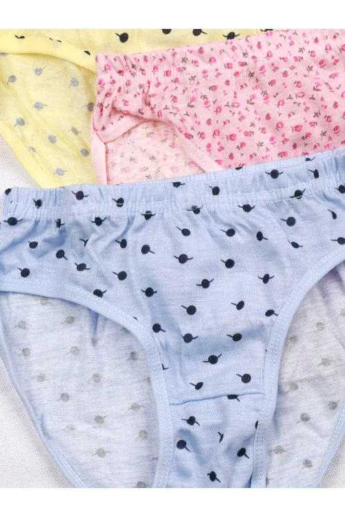 طقم سروايل داخلية بخصر مطاطي و طبعات - 6 قطع