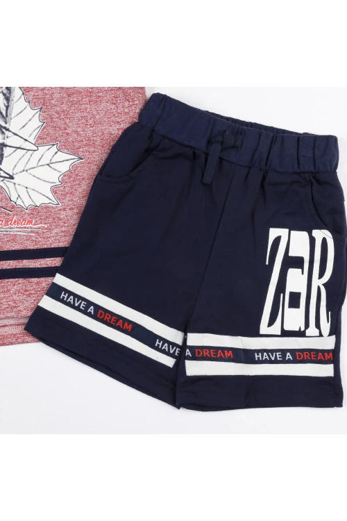 طقم تيشيرت بأكمام قصيرة مع شورت مزخرف