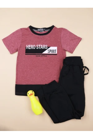 بنطلون رياضي سادة مع تيشيرت بأكمام قصيرة