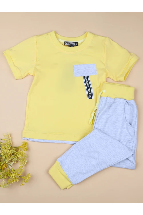 طقم بنطلون رياضي مع تيشيرت سادة