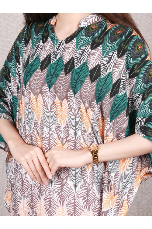 جلابيا بقصة فراشه مزينه بطبعات