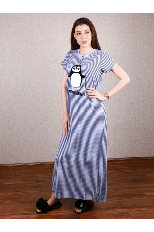 قميص طويل بأكمام قصيرة وطبعات