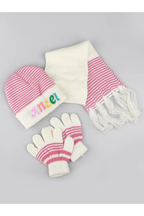 طقم شال مع قبعة و قفازات شتوية