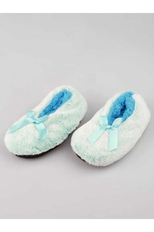 حذاء منزل مبطن بالفرو بتفاصيل فيونكة