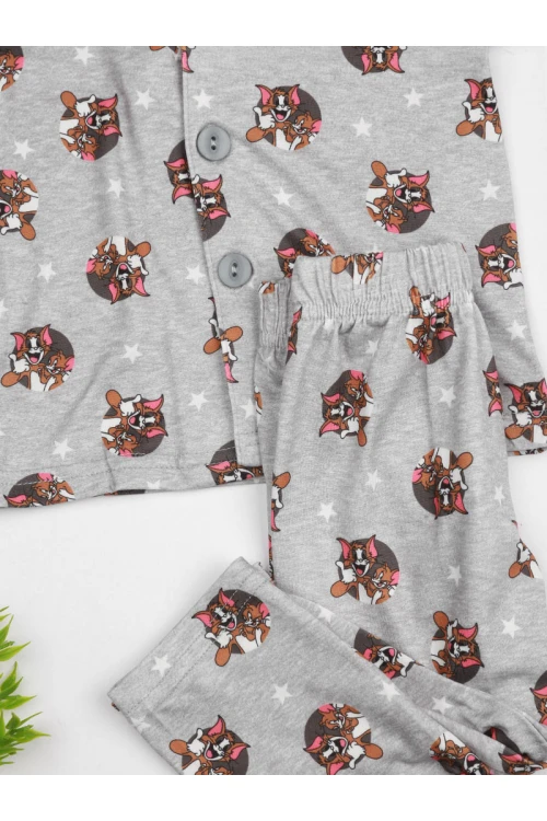 بيجاما بأزرار و طبعات توم و جيري