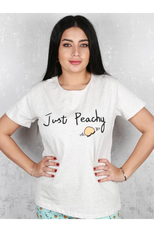 بيجاما بنطلون بطبعات مع تيشيرت بياقة مستديرة