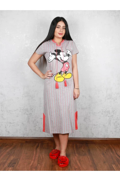 قميص ميدي مخطط بطبعات ميكي ماوس