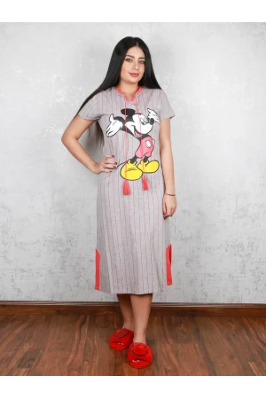 قميص ميدي مخطط بطبعات ميكي ماوس