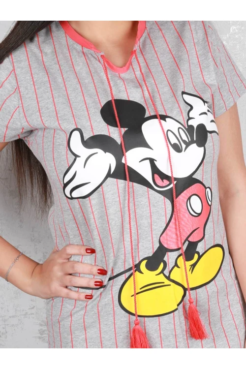 قميص ميدي مخطط بطبعات ميكي ماوس