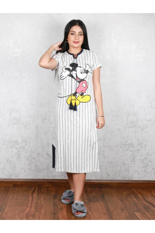 قميص ميدي مخطط بطبعات ميكي ماوس