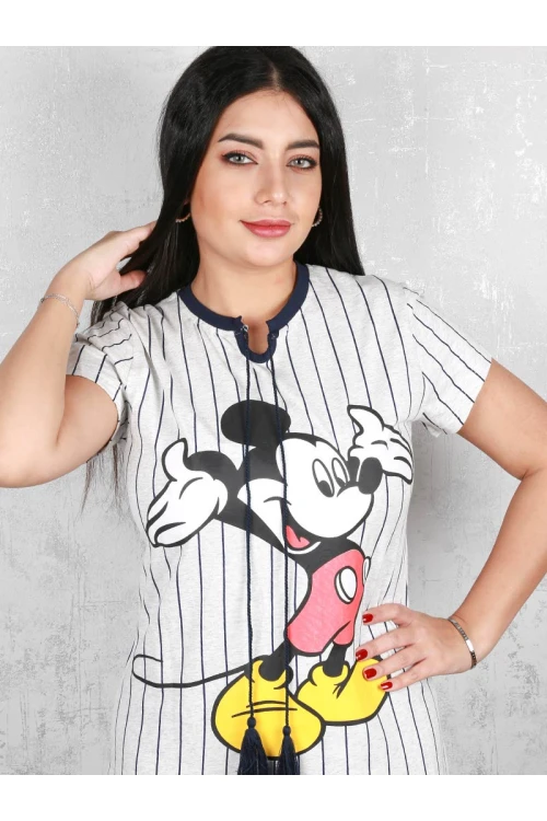 قميص ميدي مخطط بطبعات ميكي ماوس